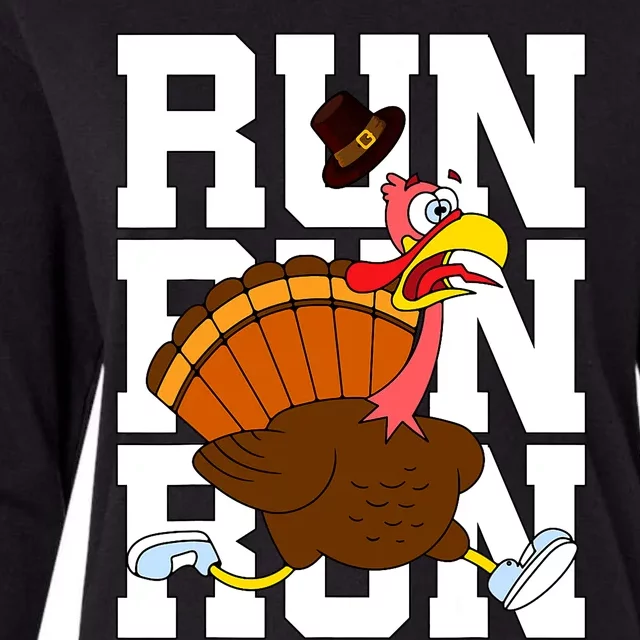 Turkey Run Costume Thanksgiving Running Turkey Trot Womens Cotton Relaxed Long Sleeve T-Shirt