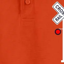 Train Railroad Crossing With Lights Road Sign Dry Zone Grid Performance Polo