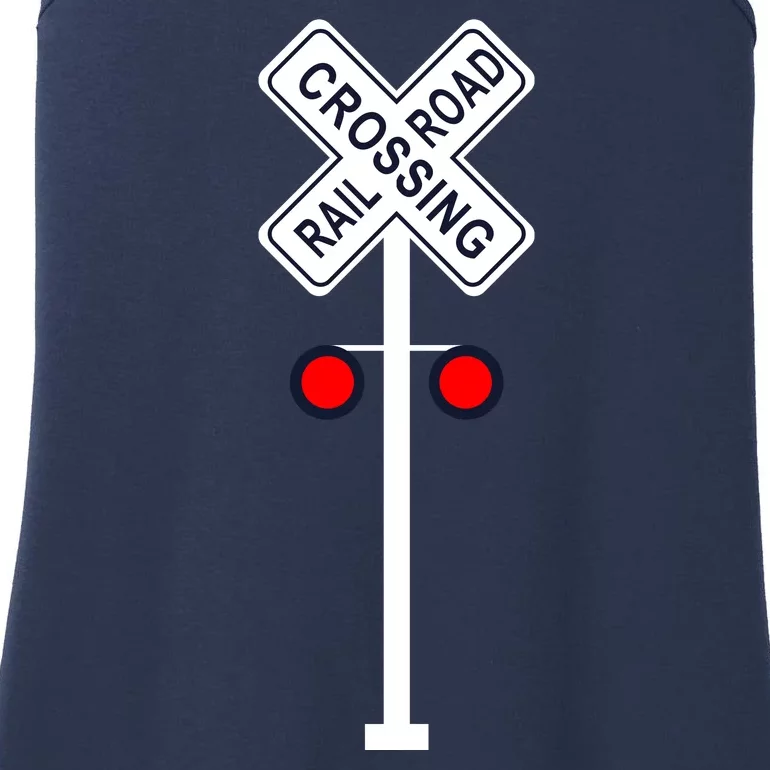 Train Railroad Crossing With Lights Road Sign Ladies Essential Tank