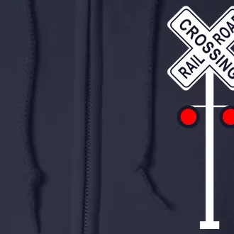 Train Railroad Crossing With Lights Road Sign Full Zip Hoodie