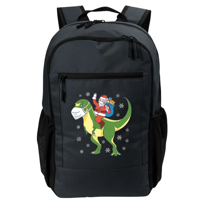 T Rex Dino Dinosaur Wearing Mask Santa Claus Christmas Gift Daily Commute Backpack