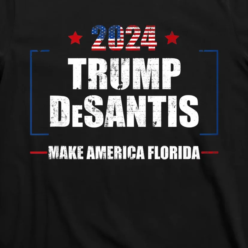 Trump Ron DeSantis 2024 Flag Make America Florida President T-Shirt