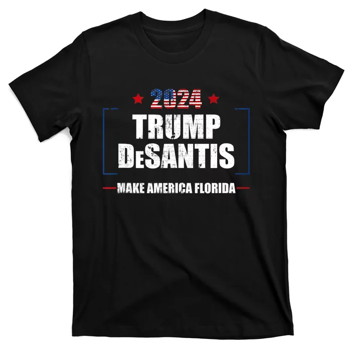 Trump Ron DeSantis 2024 Flag Make America Florida President T-Shirt