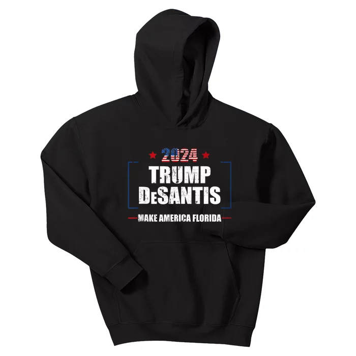 Trump Ron DeSantis 2024 Flag Make America Florida President Kids Hoodie