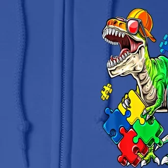 T Rex Dinosaur Autism Awareness Puzzle Gift Full Zip Hoodie