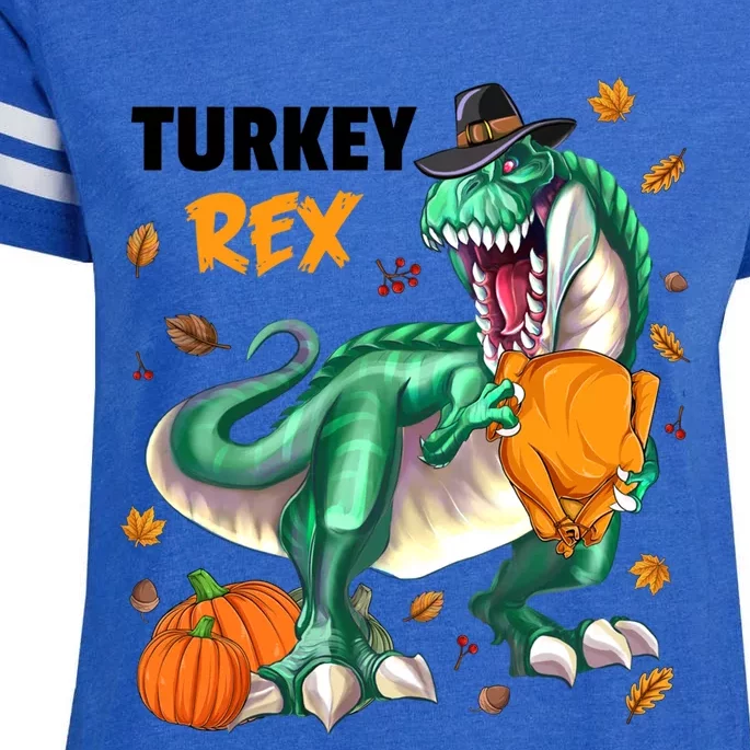 Turkey Rex Dinosaur T Rex Thanksgiving Pumpkin Gift Enza Ladies Jersey Football T-Shirt