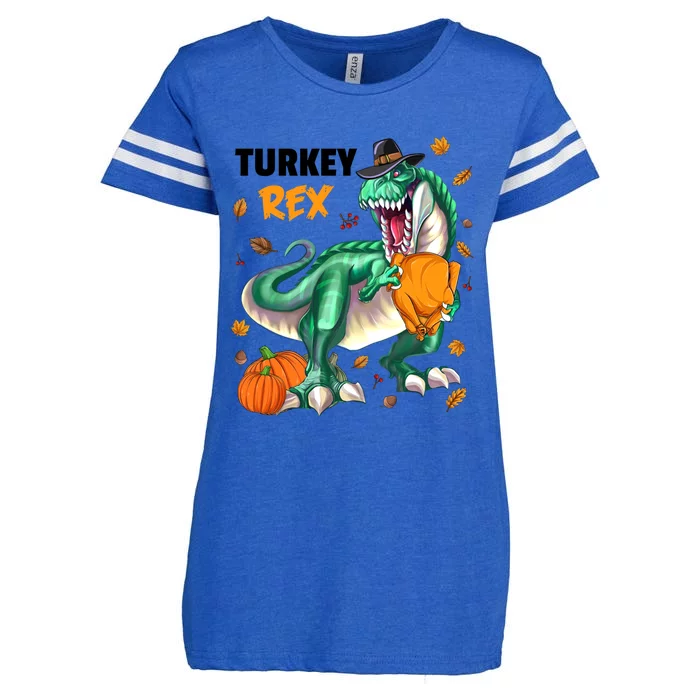 Turkey Rex Dinosaur T Rex Thanksgiving Pumpkin Gift Enza Ladies Jersey Football T-Shirt