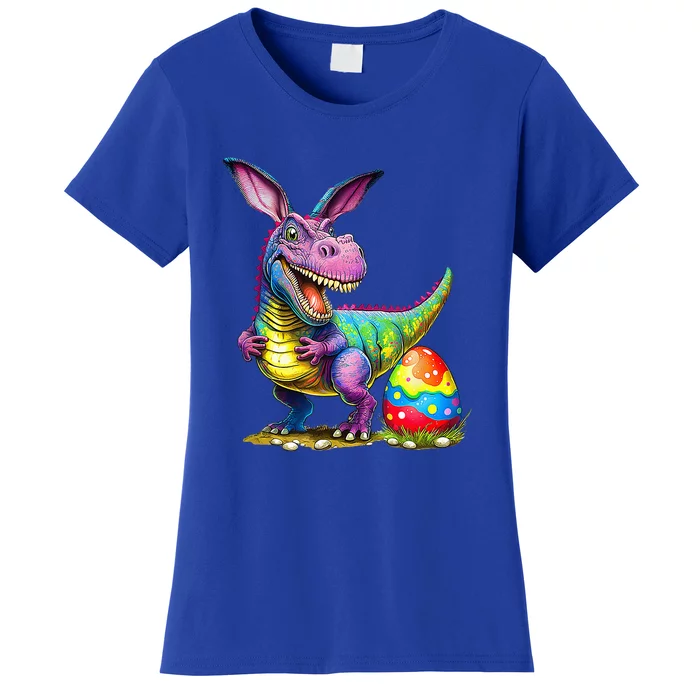 T Rex Dino Bunny Dinosaurs Hunt Eggs Happy Easter Women's T-Shirt