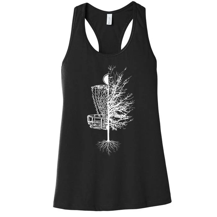 Tree Roots Disc Golf Basket Disc Golfing Frisbee Disc Golf Women's Racerback Tank