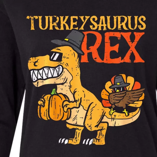 Turkeysaurus Rex Dab Turkey Dino Thanksgiving Womens Cotton Relaxed Long Sleeve T-Shirt