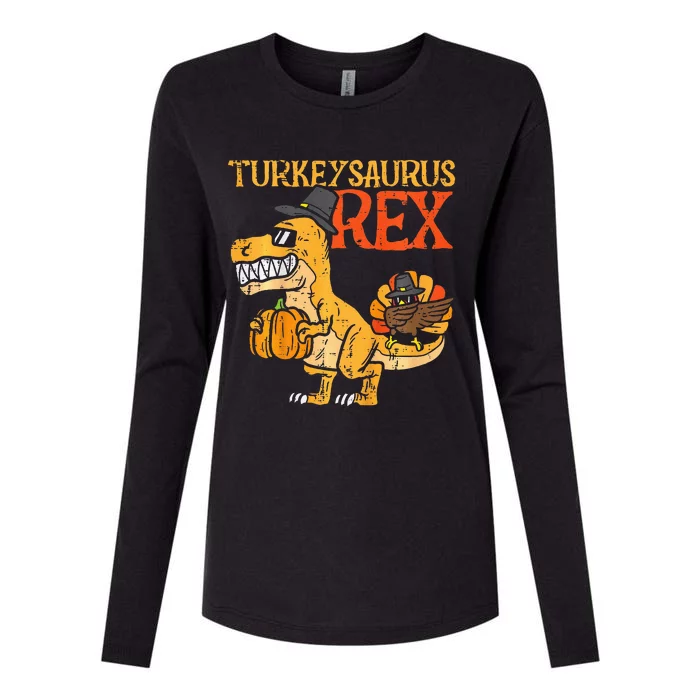 Turkeysaurus Rex Dab Turkey Dino Thanksgiving Womens Cotton Relaxed Long Sleeve T-Shirt