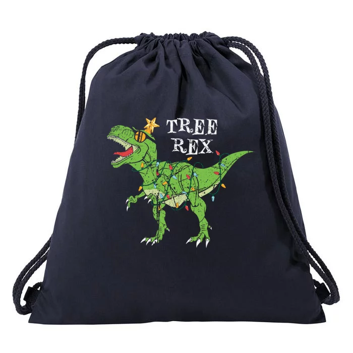 Tree Rex Dinosaur Funny Cute Christmas Pajama Xmas Vintage Gift Drawstring Bag