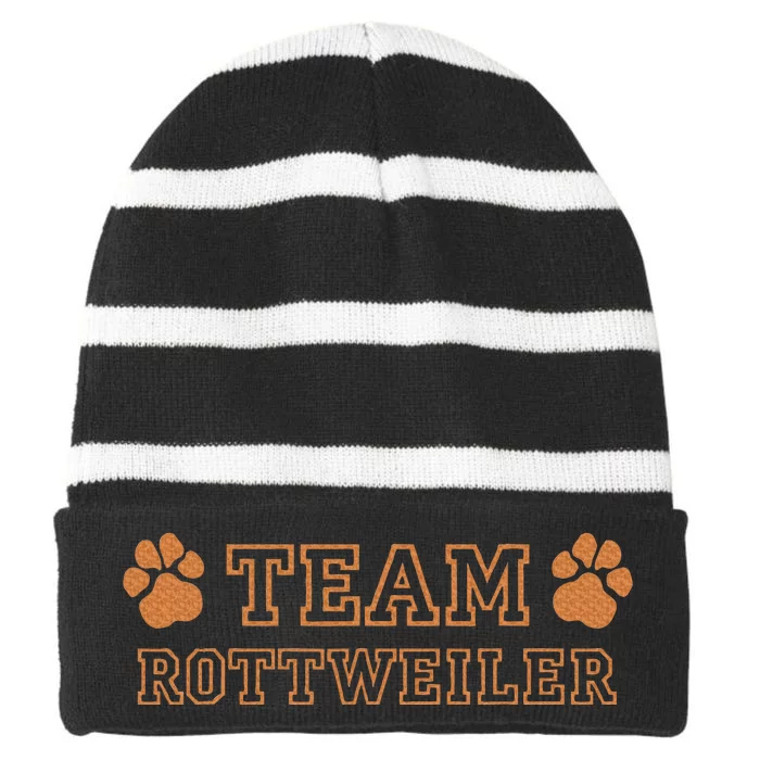 Team Rottweiler Dog Breeds Striped Beanie with Solid Band