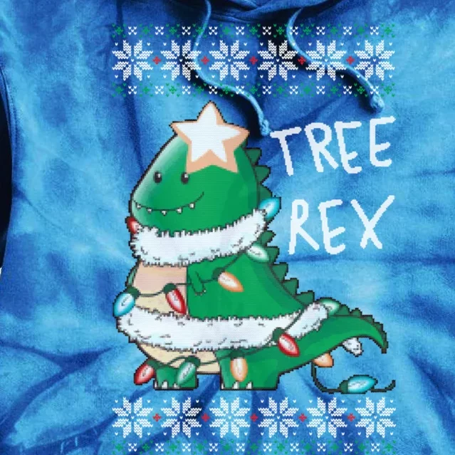 Tree Rex Dinosaur Merry Christmas Ugly Christmas Sweater Gift Tie Dye Hoodie