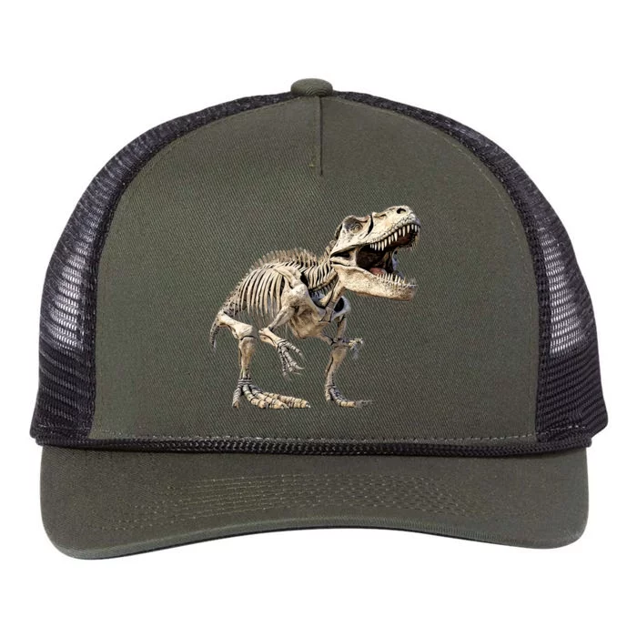 T Rex Dinosaur Prehistoric Scary Skeleton Dino Gift Retro Rope Trucker Hat Cap