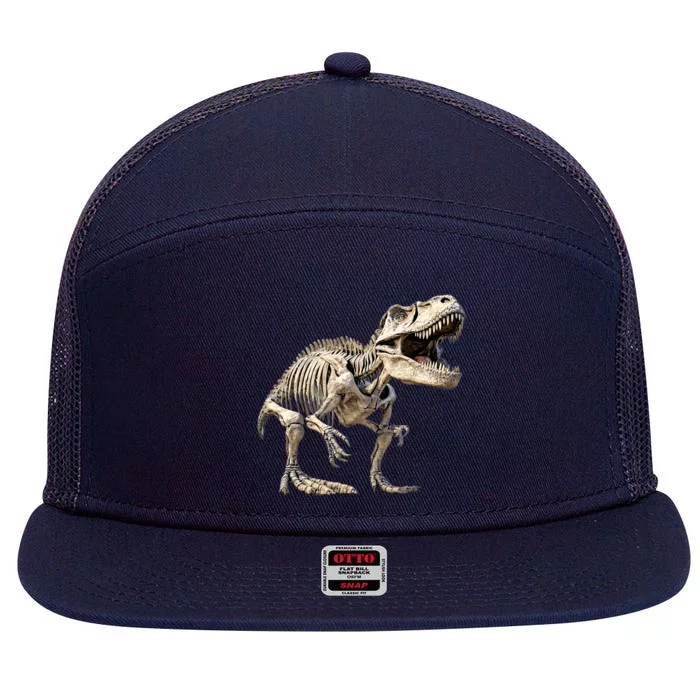 T Rex Dinosaur Prehistoric Scary Skeleton Dino Gift 7 Panel Mesh Trucker Snapback Hat