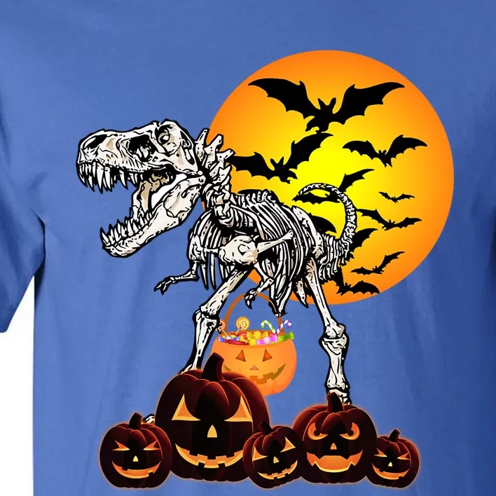 T Rex Dinosaur Skeleton Scary Halloween Pumpkin Gift Tall T-Shirt