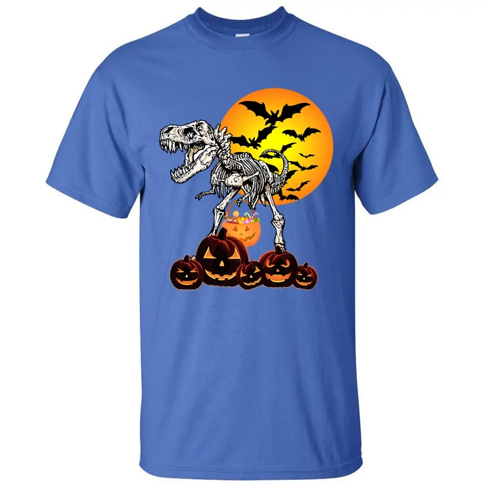 T Rex Dinosaur Skeleton Scary Halloween Pumpkin Gift Tall T-Shirt