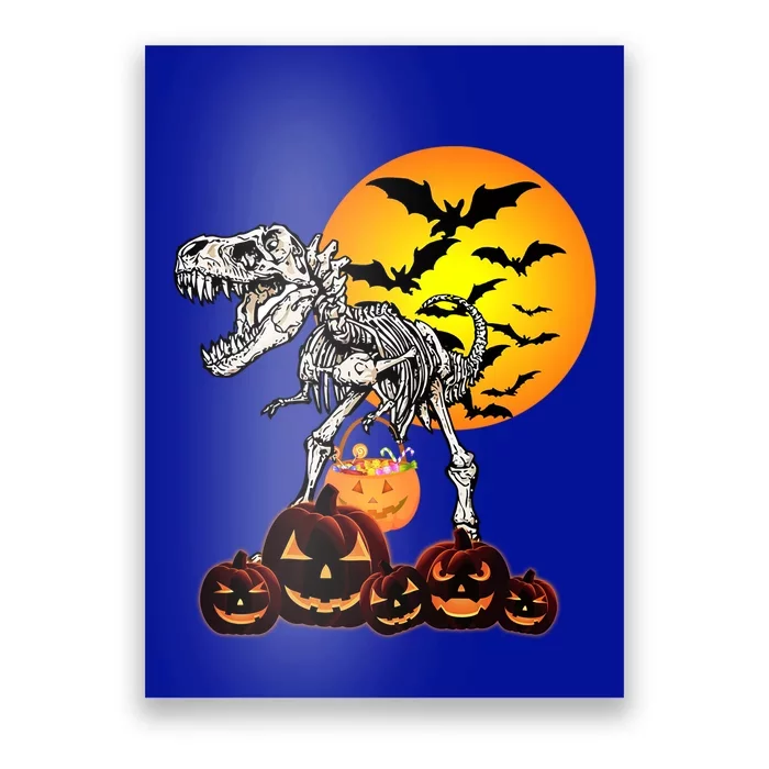 T Rex Dinosaur Skeleton Scary Halloween Pumpkin Gift Poster