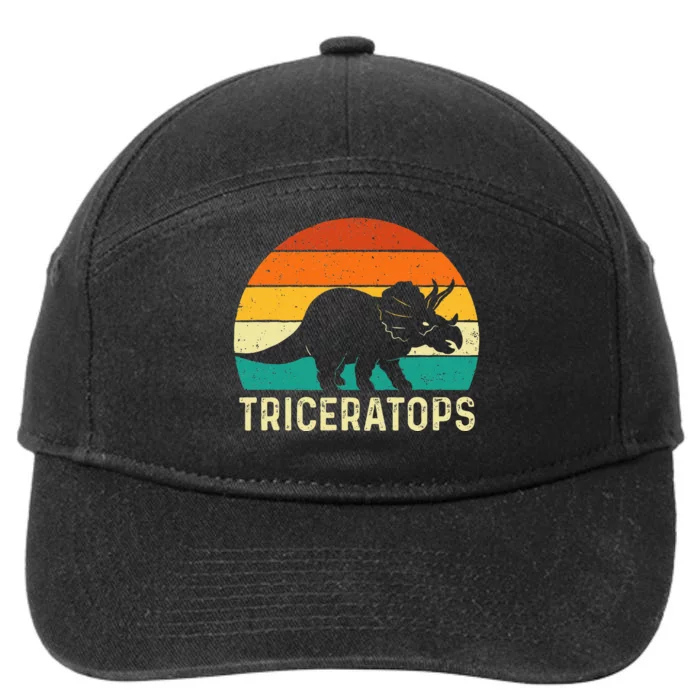 Triceratops Retro Dinosaur Lover Paleontologist 7-Panel Snapback Hat