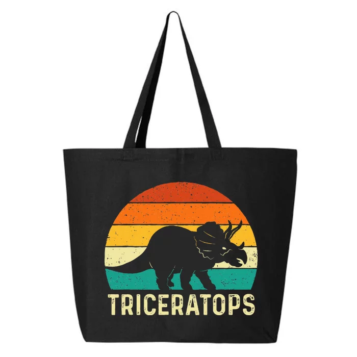 Triceratops Retro Dinosaur Lover Paleontologist 25L Jumbo Tote