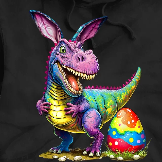 T Rex Dino Bunny Dinosaurs Hunt Eggs Happy Easter Outfit Tie Dye Hoodie