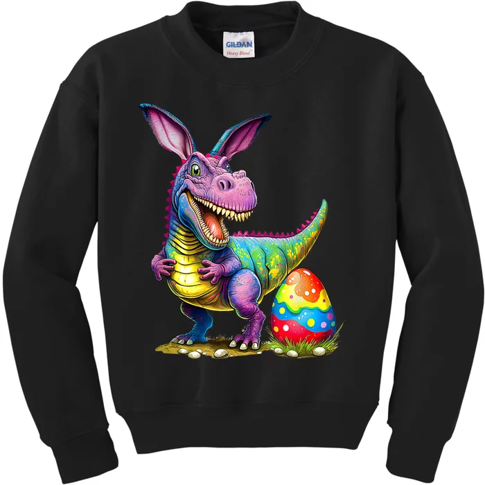 T Rex Dino Bunny Dinosaurs Hunt Eggs Happy Easter Outfit Kids Sweatshirt