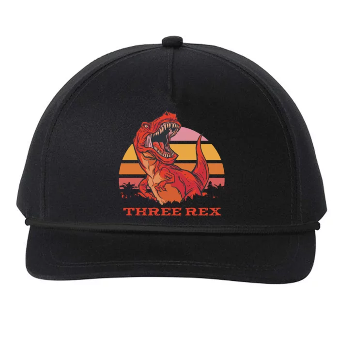 Three Rex Dinosaur Birthday Snapback Five-Panel Rope Hat