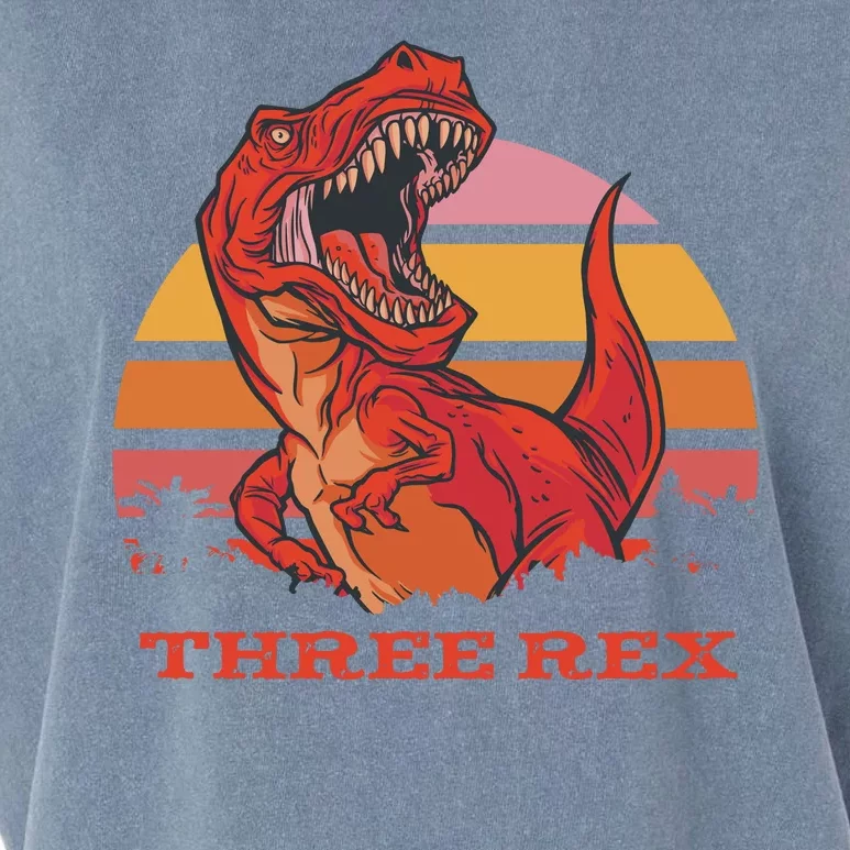 Three Rex Dinosaur Birthday Garment-Dyed Women's Muscle Tee