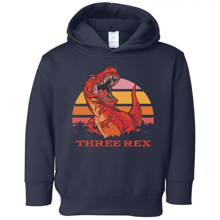 Three Rex Dinosaur Birthday Toddler Hoodie