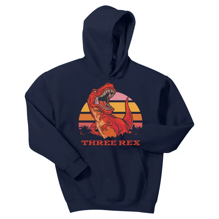 Three Rex Dinosaur Birthday Kids Hoodie