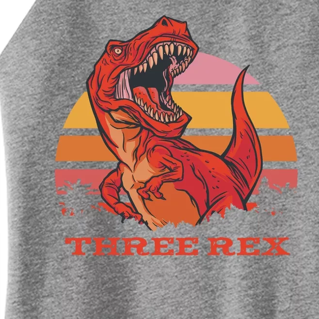 Three Rex Dinosaur Birthday Women’s Perfect Tri Rocker Tank