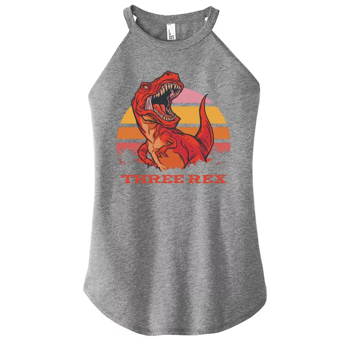 Three Rex Dinosaur Birthday Women’s Perfect Tri Rocker Tank