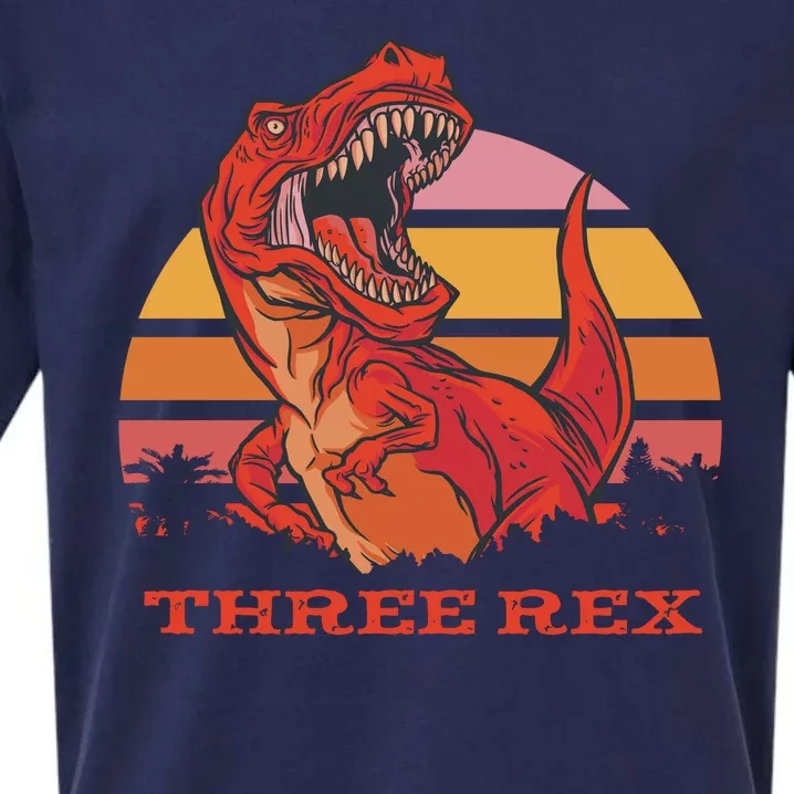 Three Rex Dinosaur Birthday Sueded Cloud Jersey T-Shirt