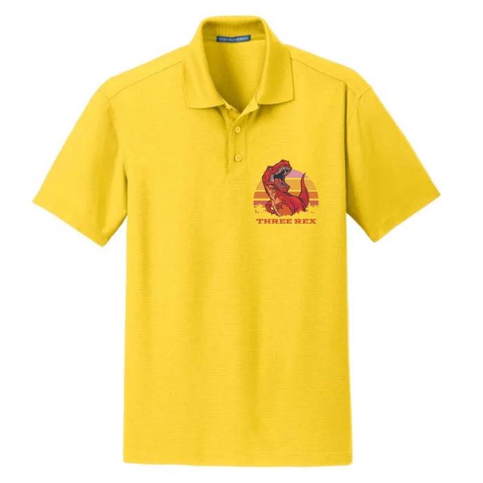 Three Rex Dinosaur Birthday Dry Zone Grid Performance Polo