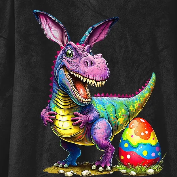 T Rex Dino Bunny Dinosaurs Hunt Eggs Happy Easter Hooded Wearable Blanket