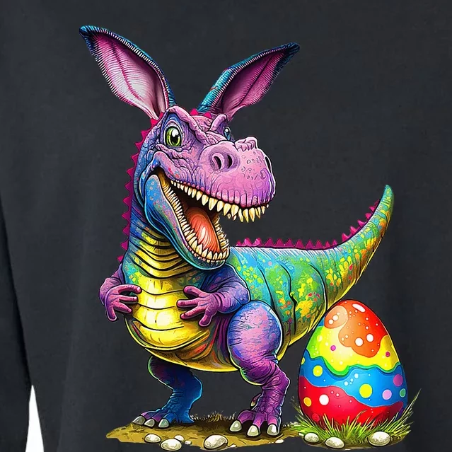 T Rex Dino Bunny Dinosaurs Hunt Eggs Happy Easter Cropped Pullover Crew