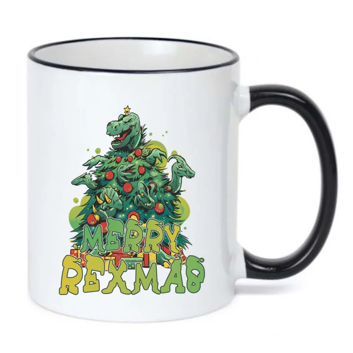 Tree Rex Dinosaur Christmas Merry Rexmas Cool Gift Black Color Changing Mug