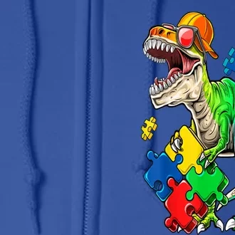 T Rex Dinosaur Autism Awareness Puzzle Great Gift Full Zip Hoodie