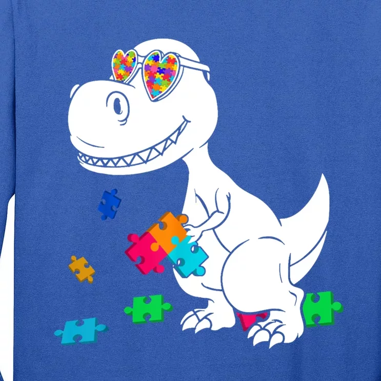 T Rex Dinosaur Toddle Puzzle Piece Autism Awareness Gift Tall Long Sleeve T-Shirt