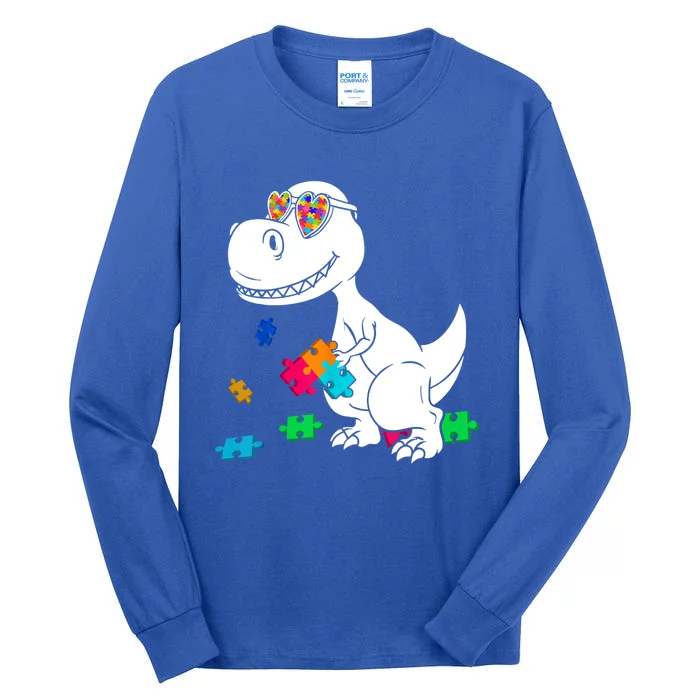 T Rex Dinosaur Toddle Puzzle Piece Autism Awareness Gift Tall Long Sleeve T-Shirt