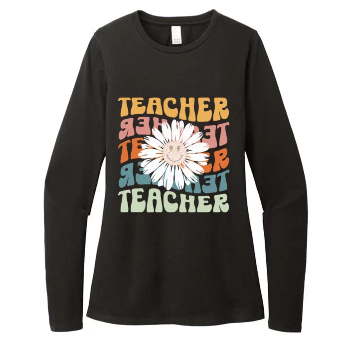 Teacher Retro Daisy Elementary School Teacher Back To School Womens CVC Long Sleeve Shirt