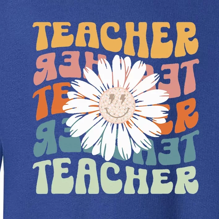 Teacher Retro Daisy Elementary School Teacher Back To School Toddler Sweatshirt