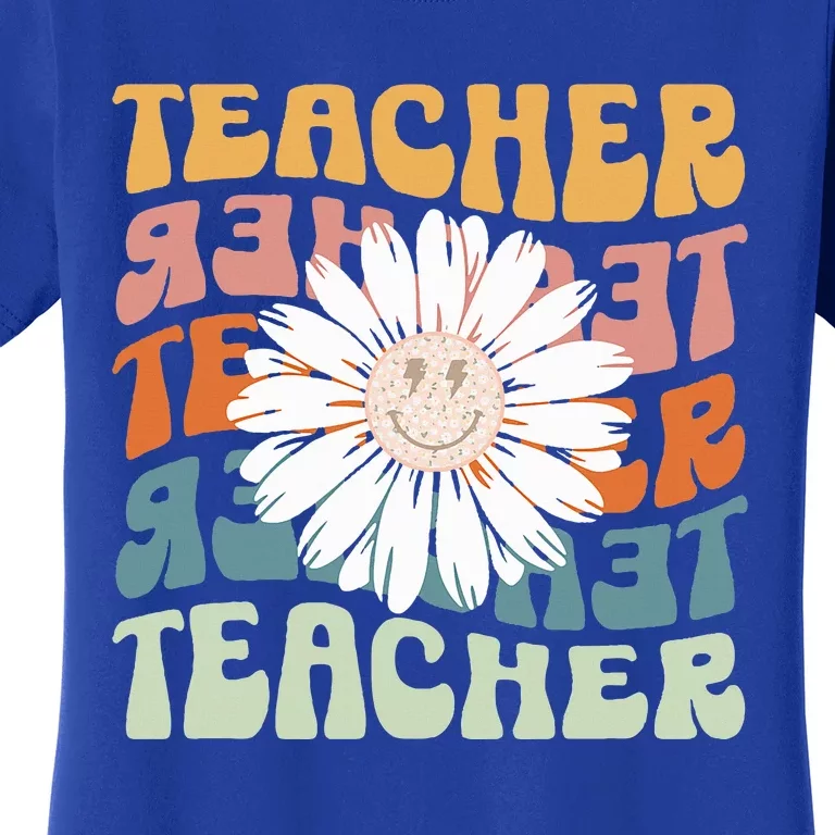 Teacher Retro Daisy Elementary School Teacher Back To School Women's T-Shirt