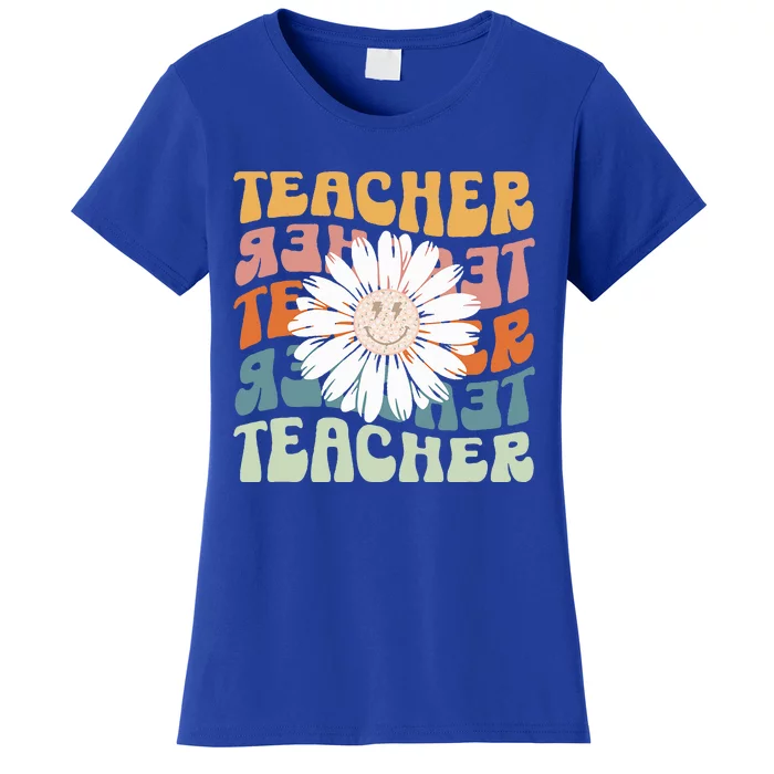 Teacher Retro Daisy Elementary School Teacher Back To School Women's T-Shirt