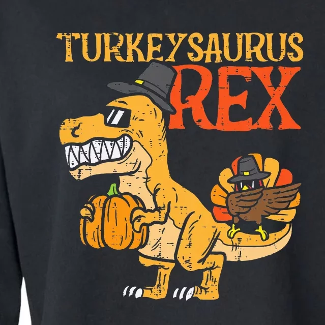 Turkeysaurus Rex Dab Turkey Dino  Thanksgiving Cropped Pullover Crew