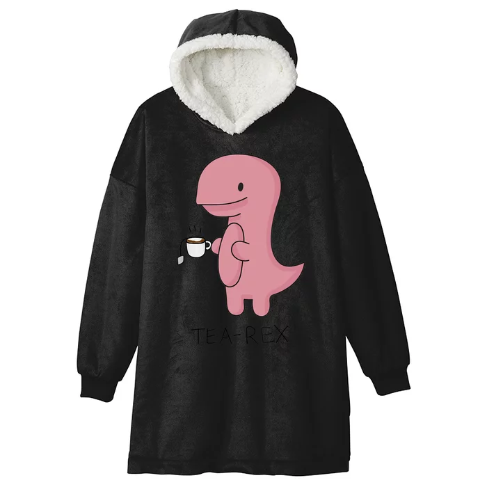 Tea rex Dinosaur Cartoon Lover Funny Cute Dino Hooded Wearable Blanket