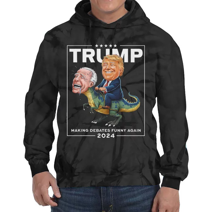 Trump Riding Dinosaur F Joe Biden Tie Dye Hoodie