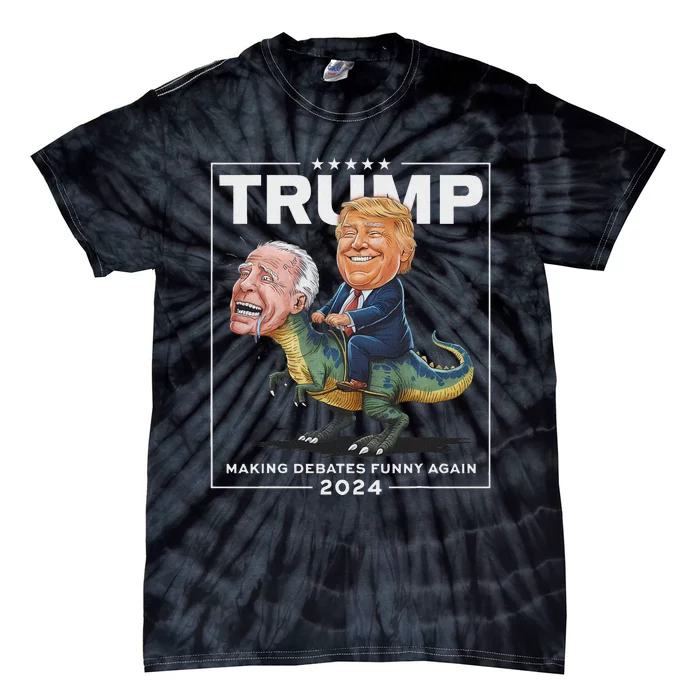 Trump Riding Dinosaur F Joe Biden Tie-Dye T-Shirt