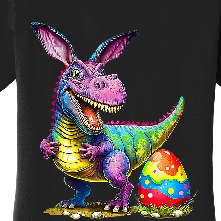 T Rex Dino Bunny Dinosaurs Hunt Eggs Happy Easter Women's T-Shirt